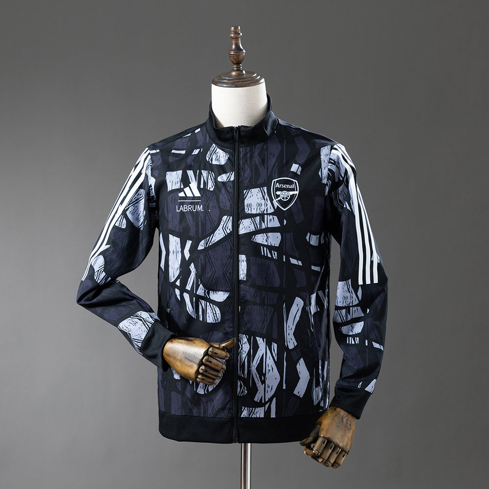 Arsenal Windbreaker 2025/26 Black Grey Football Kit