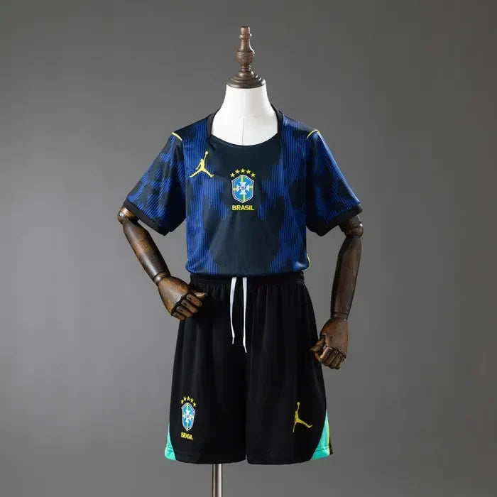 Kids Brazil Away Jersey 2026 World Cup Football Kit Soccer Shirt