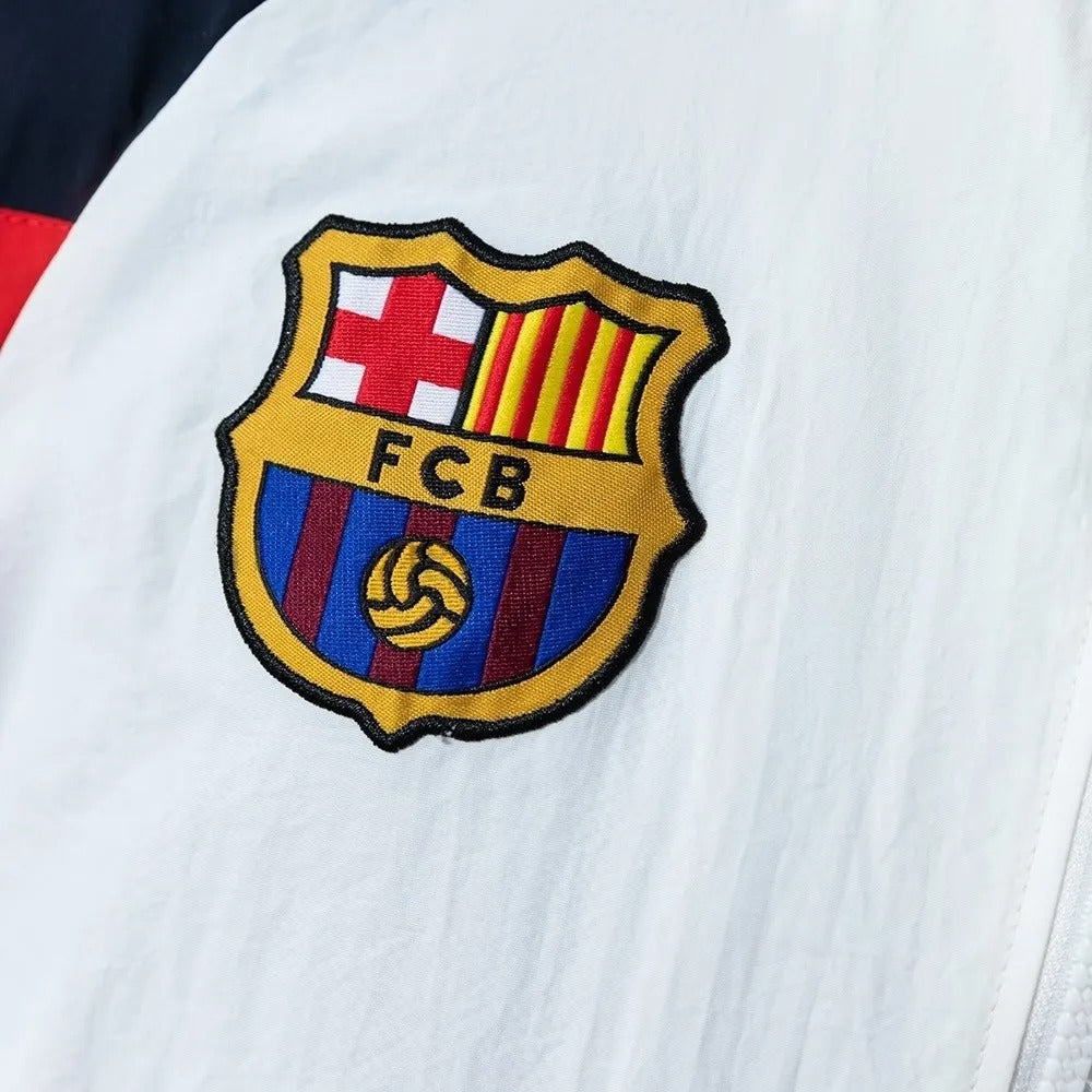 Barcelona Windbreaker 2025/26 White Football Kit